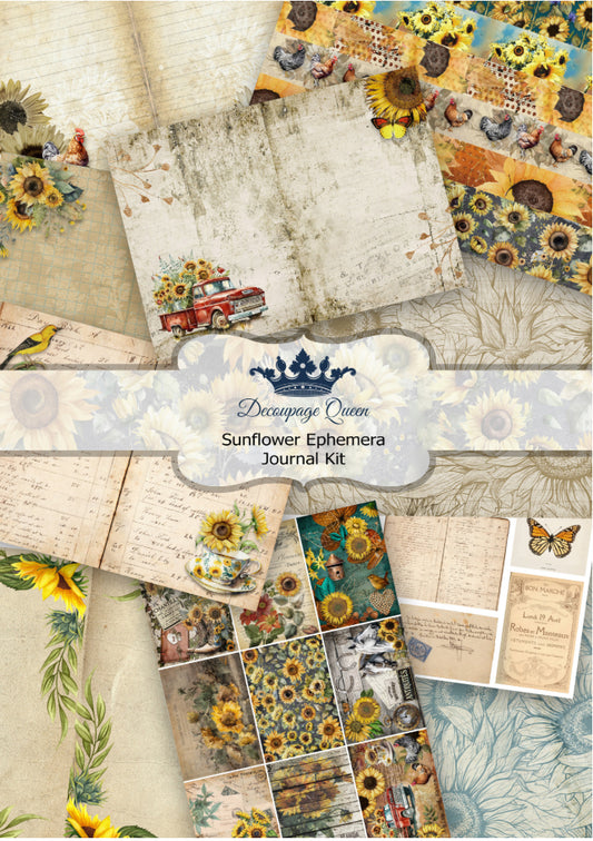 Decoupage Queen Sunflower Ephemera Journal Kit