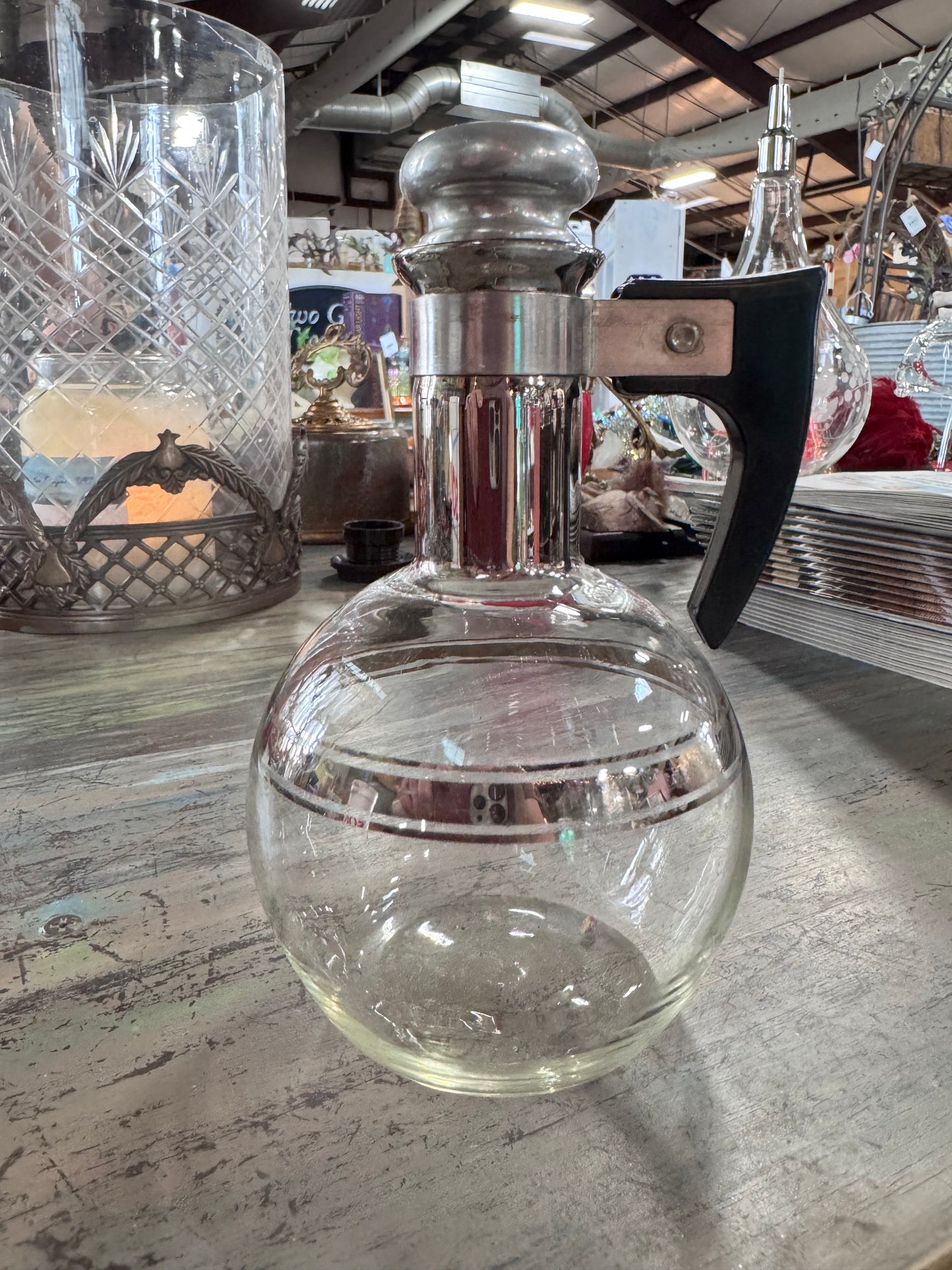 Vintage MCM Inlaid Glass Coffee/Tea Carafe