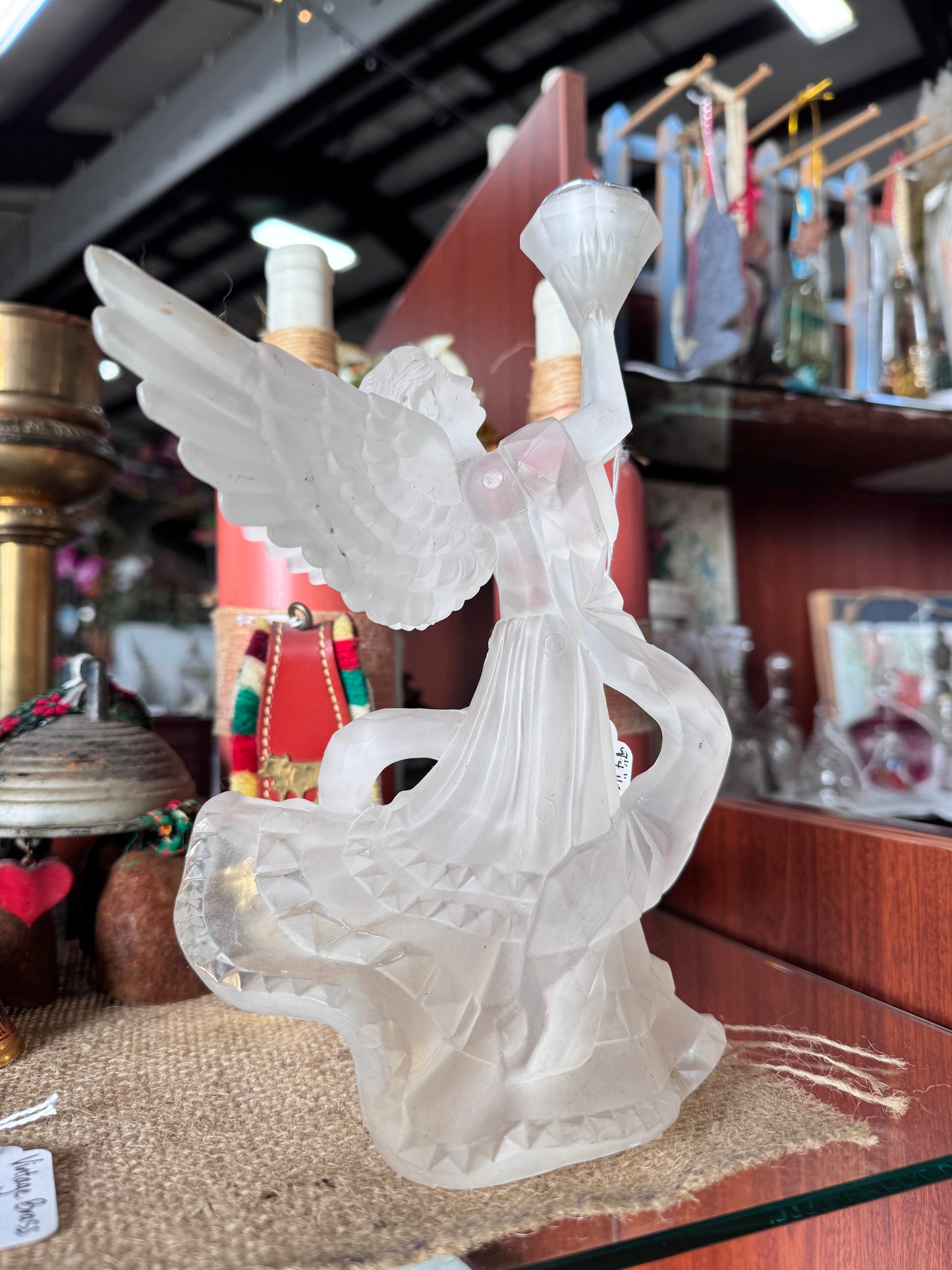 Frosted Acrylic Angel Candle Holder
