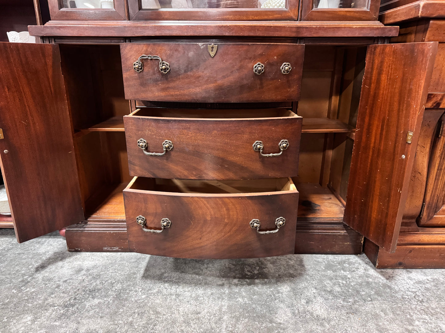 Vintage Mahogany Bow Front china cabinet