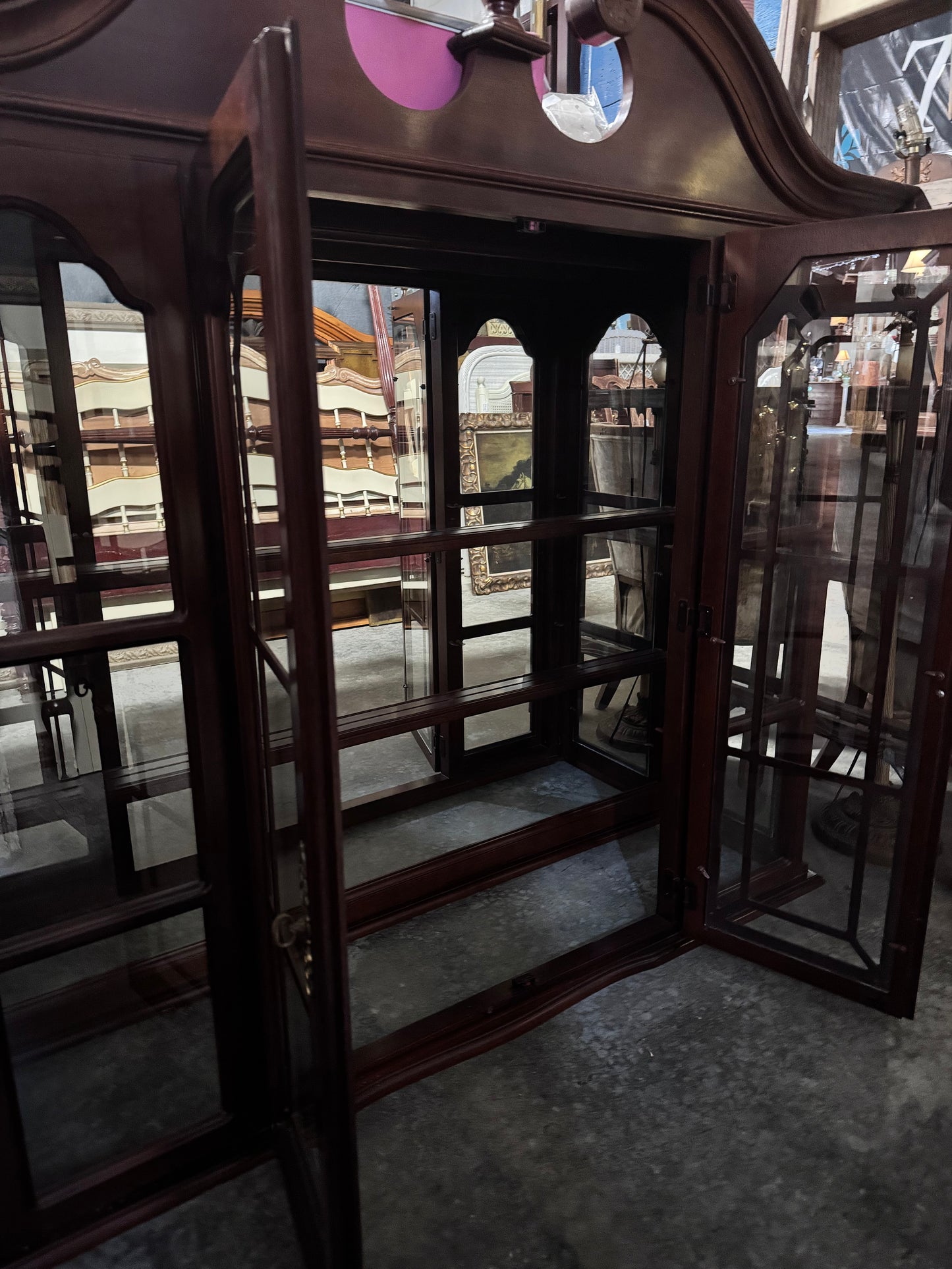 Lighted Breakfront Style China Cabinet Top