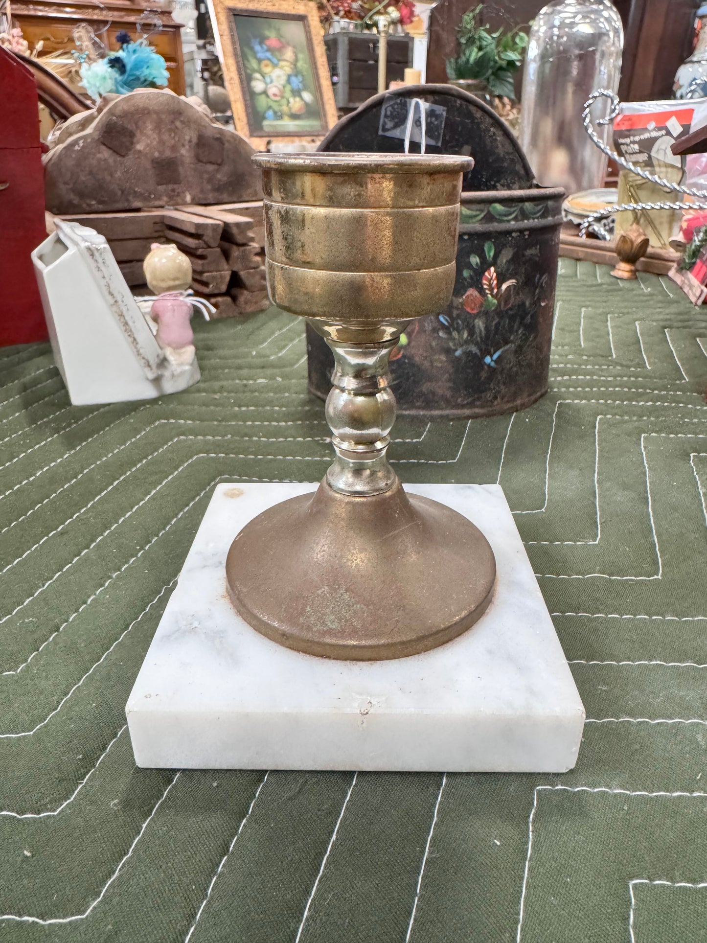 Marble Based Brass Candlestick