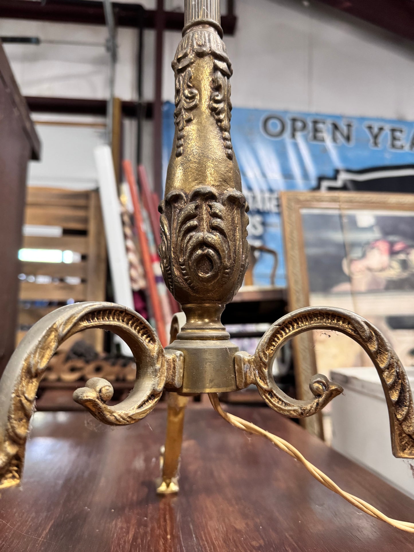 Antique Neoclassical French Bronze and Brass 5-Candlelight Floor Lamp - no globes