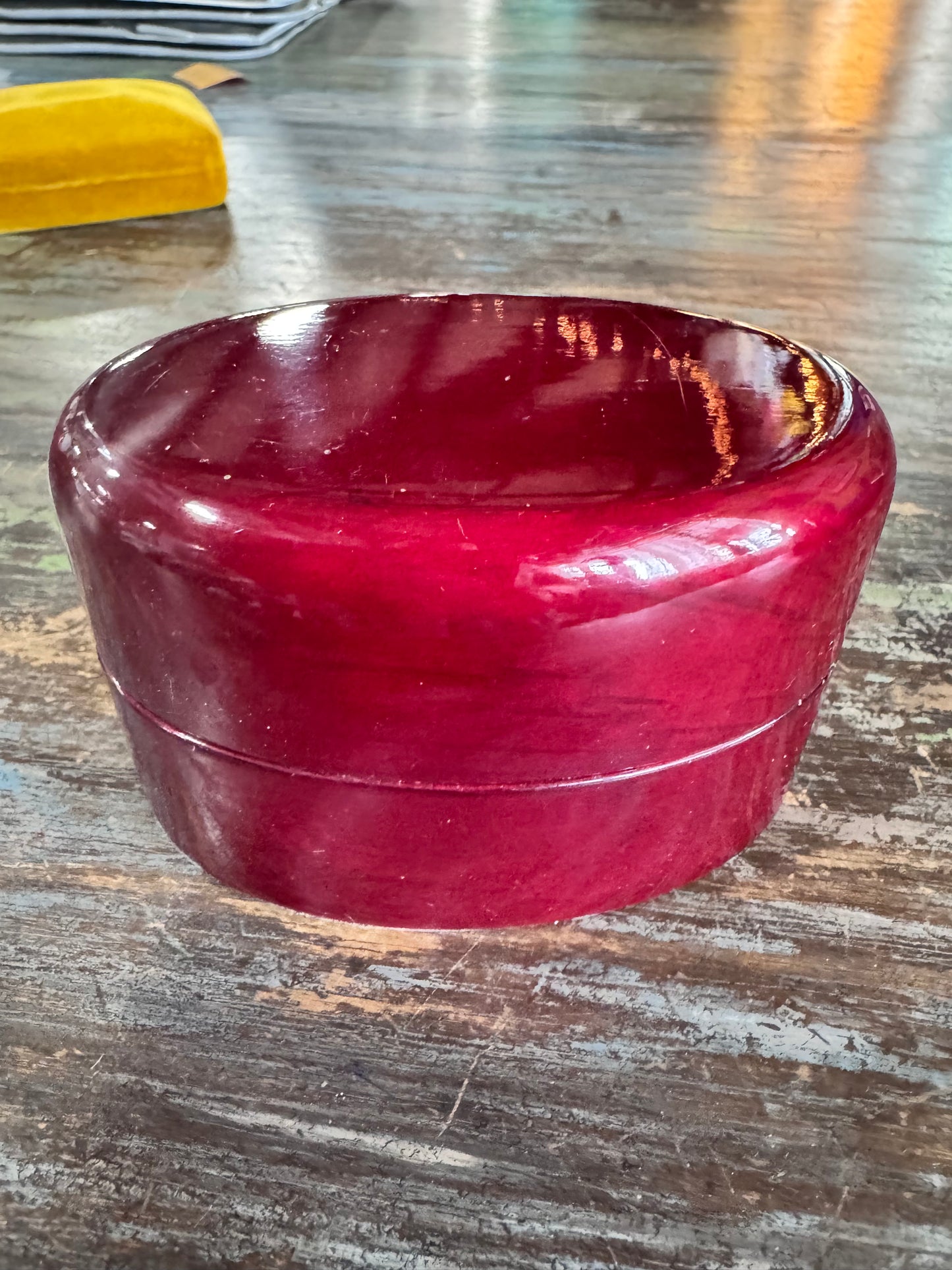 Vintage Oval Lacquered Wooden Jewelry Gift Box