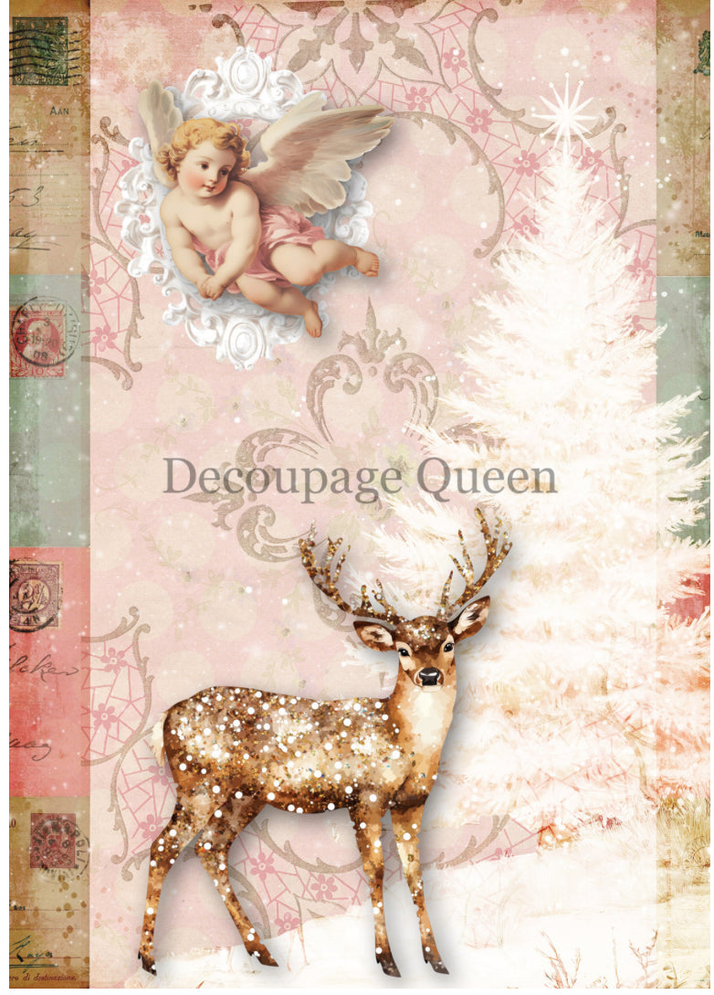 Decoupage Queen Pink Christmas Rice Paper Designs
