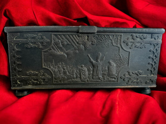 Antique Danish Bronze and Iron box "Battle of Lyndanisse"