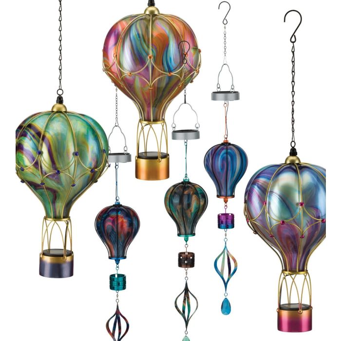 Hand blown Swirl Glass Solar Balloon Lanterns