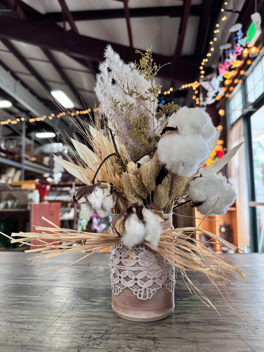 Cottage style dried flower arrangement