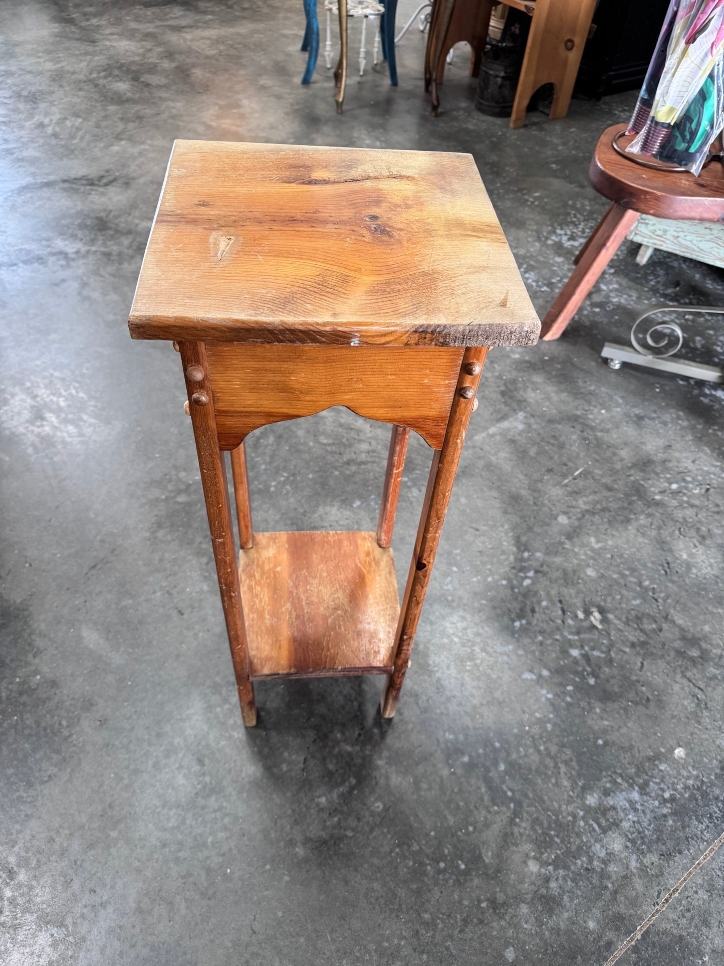 Vintage Pine Plant Stand - Two Tier
