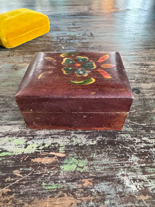 Vintage Wooden Hand Carved and Painted Trinket Boxes