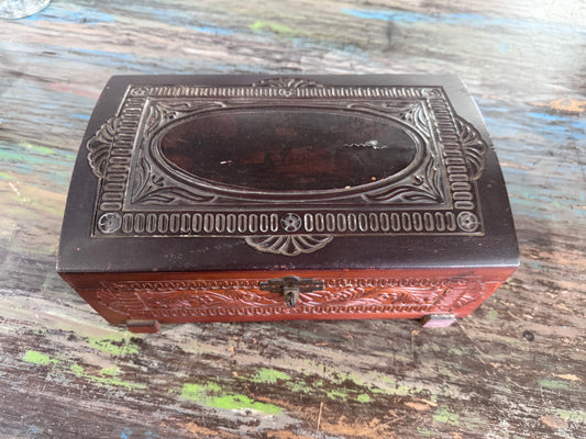 Vintage Cedar Table Top Chest with lock and key