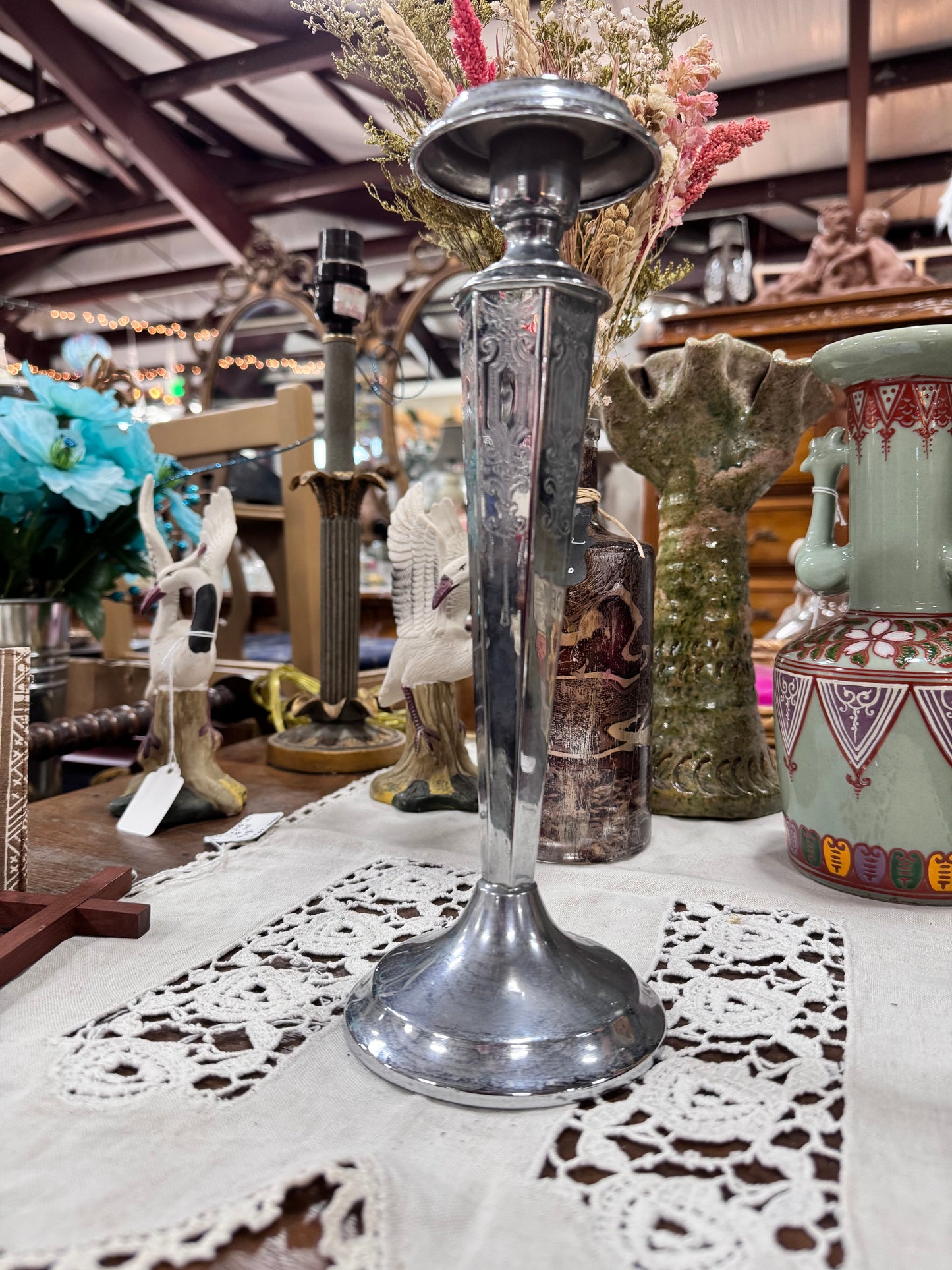 Engraved Chromium Candlestick