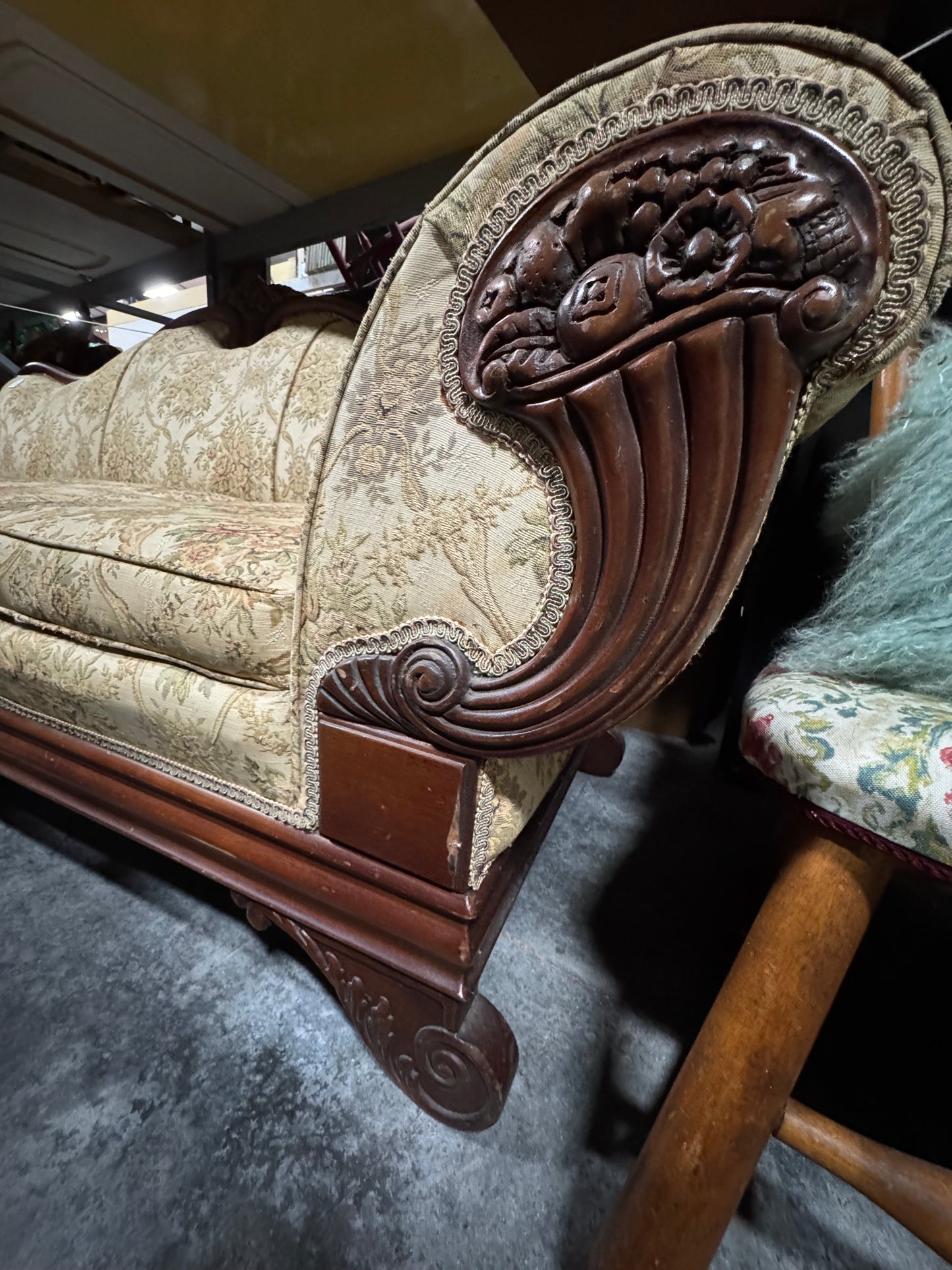 Victorian Floral Tapestry Upholstered Sofa