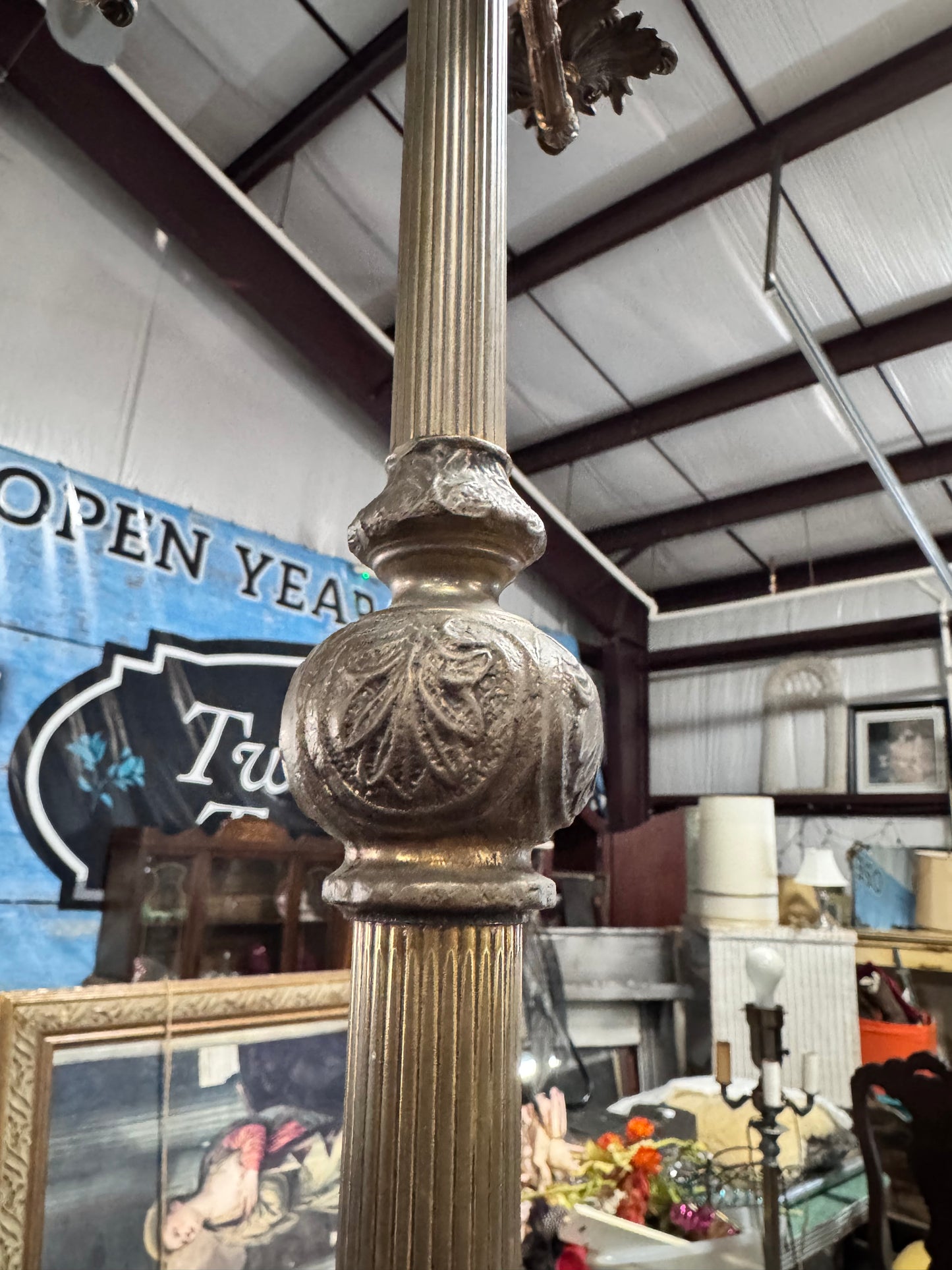 Antique Neoclassical French Bronze and Brass 5-Candlelight Floor Lamp - no globes