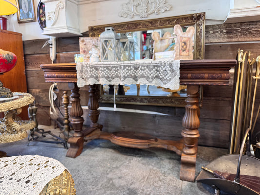 Empire Style hide-a-way leaf trestle base table
