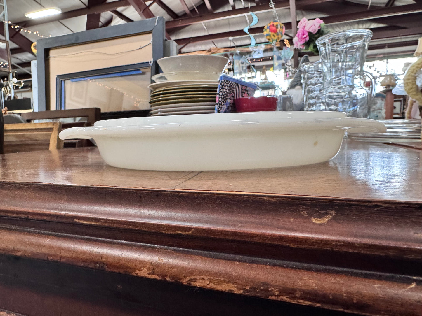 Vintage Oval Milk Glass Casserole Lid