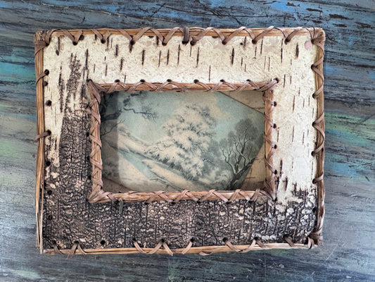 Handcrafted Native American Birch and Pine Needle Frame