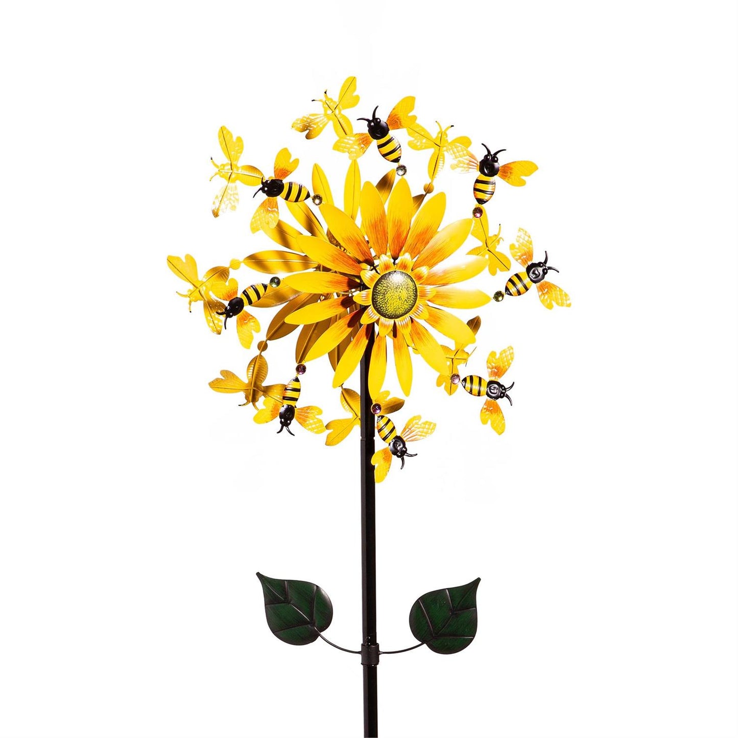 Metal Wind Spinner Sunflower & Bees 75" H