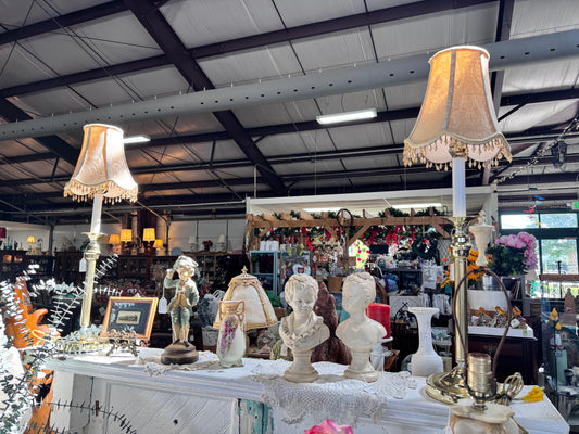 Tall Gold Tone Buffet Lamps/pair