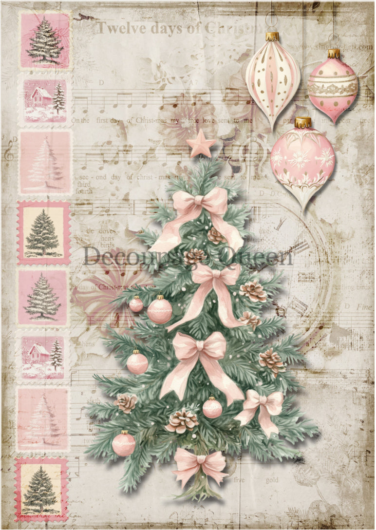 Decoupage Queen Pink Christmas Rice Paper Designs