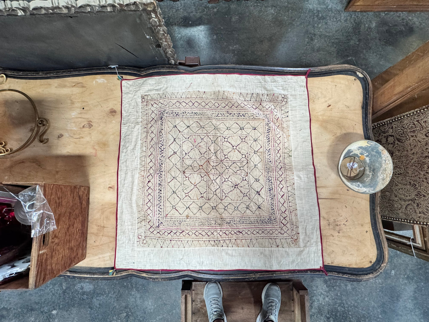 Vintage Handmade Chakla Textile Wall Hanging