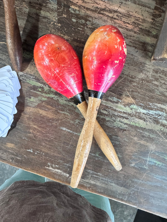 Vintage Painted Maracas - Pair