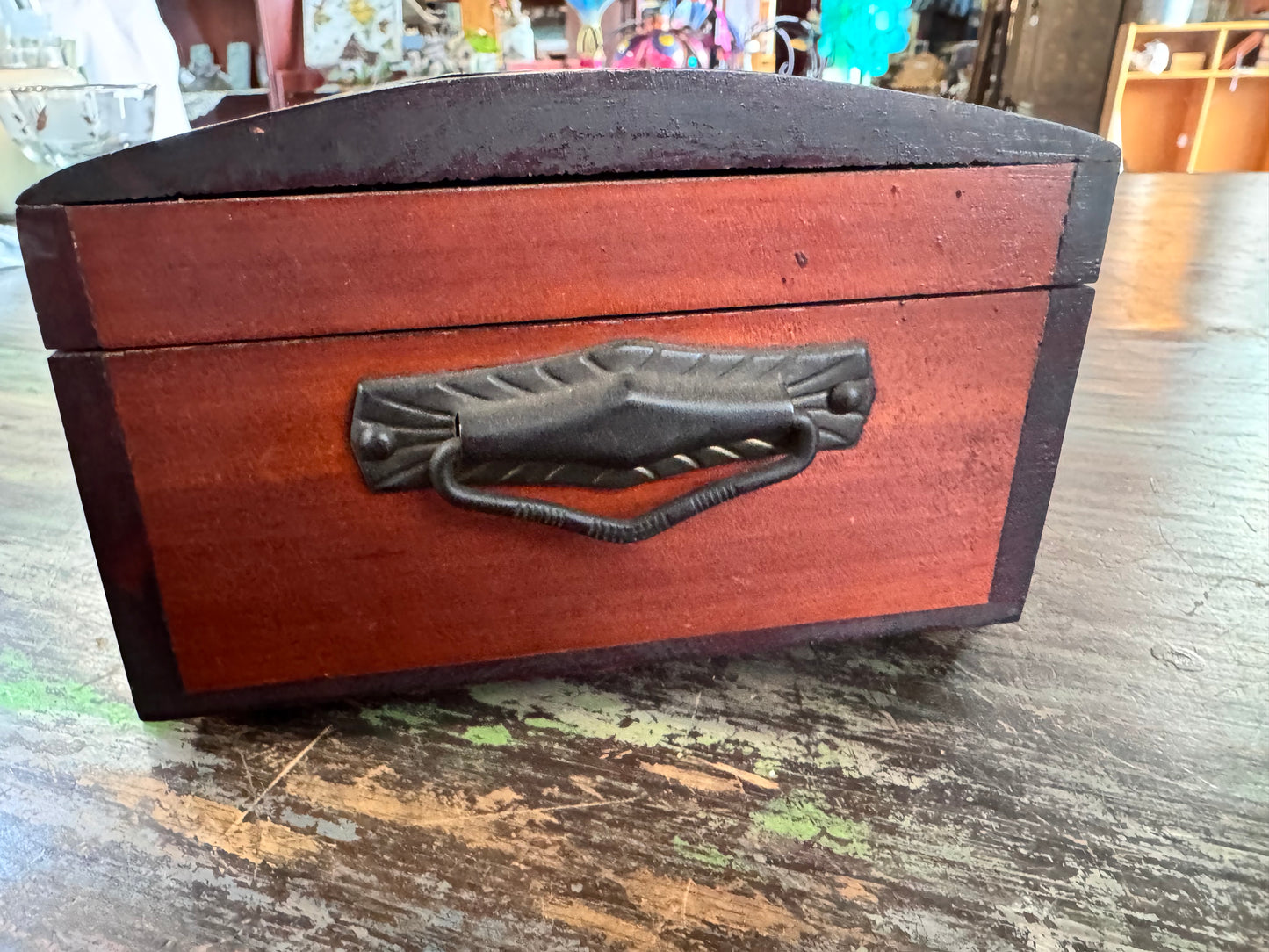 Vintage Cedar Table Top Chest with lock and key