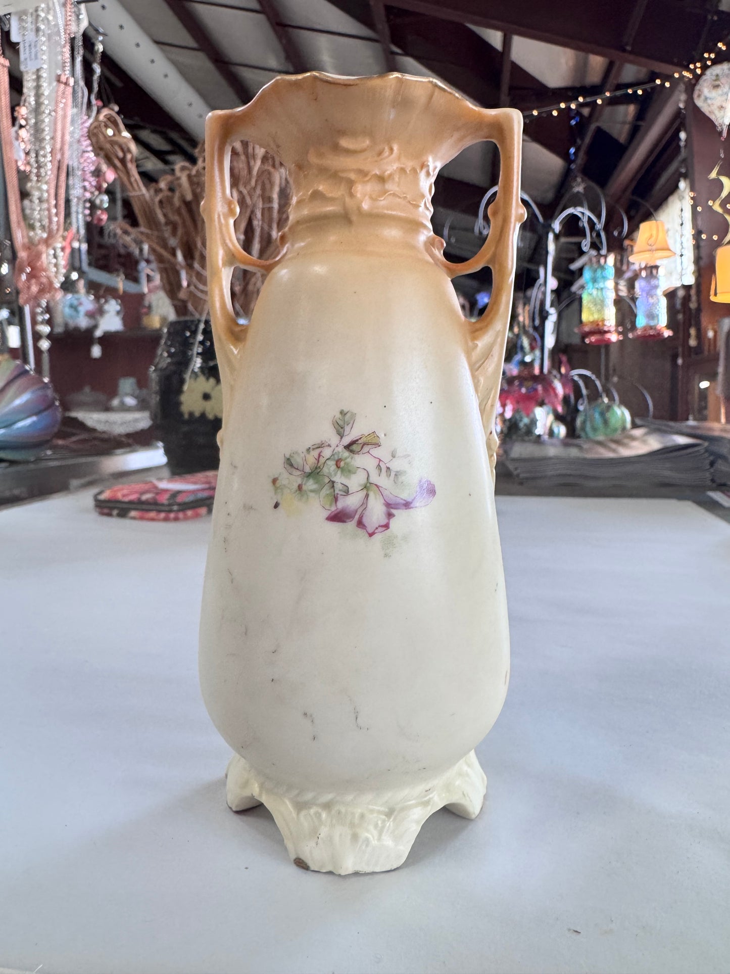 Antique Bohemian Art Nouveau Handled Bud Base