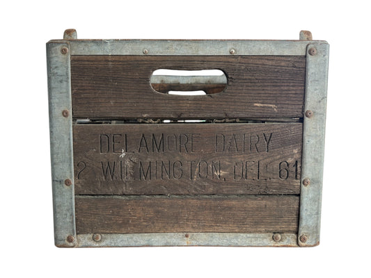 Del Amore Dairy Wood and Metal Milk Crate