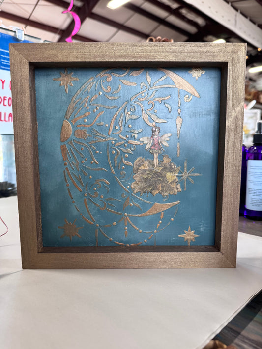 Framed Metal Wall Art-Moon Fairy