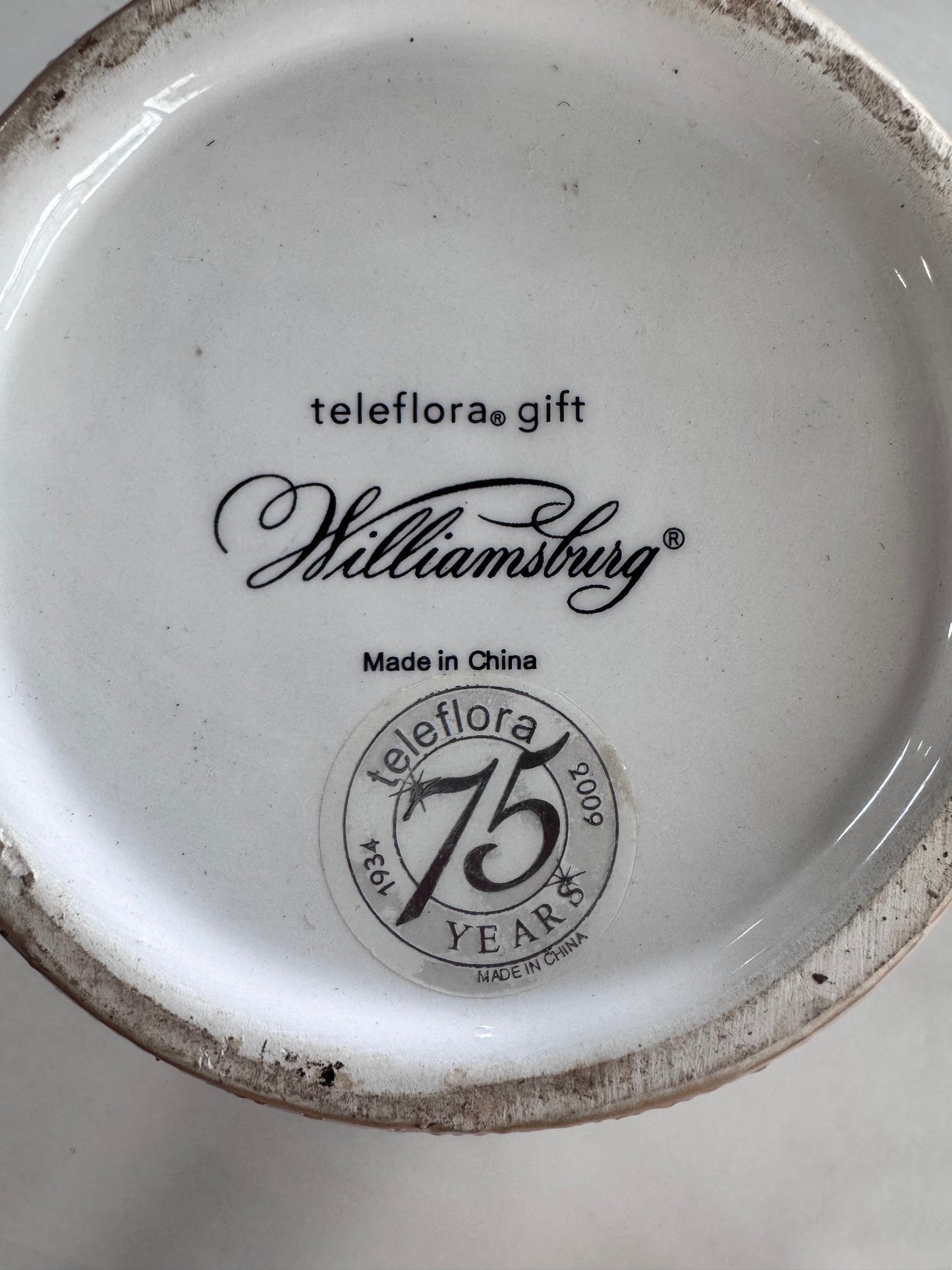 Teleflora Williamsburg Pitcher 75th Anniversary Edition
