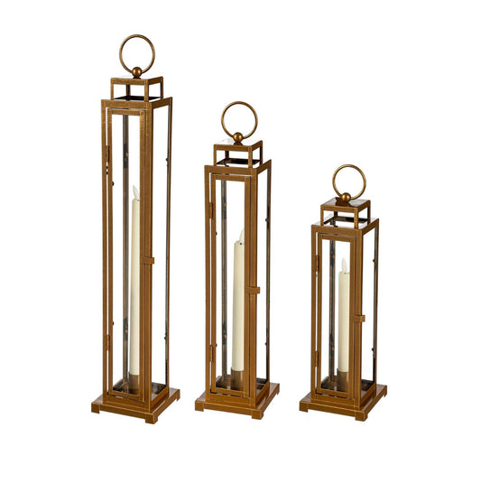Viva Style Outdoor LED Lanterns Gold Taper Candle