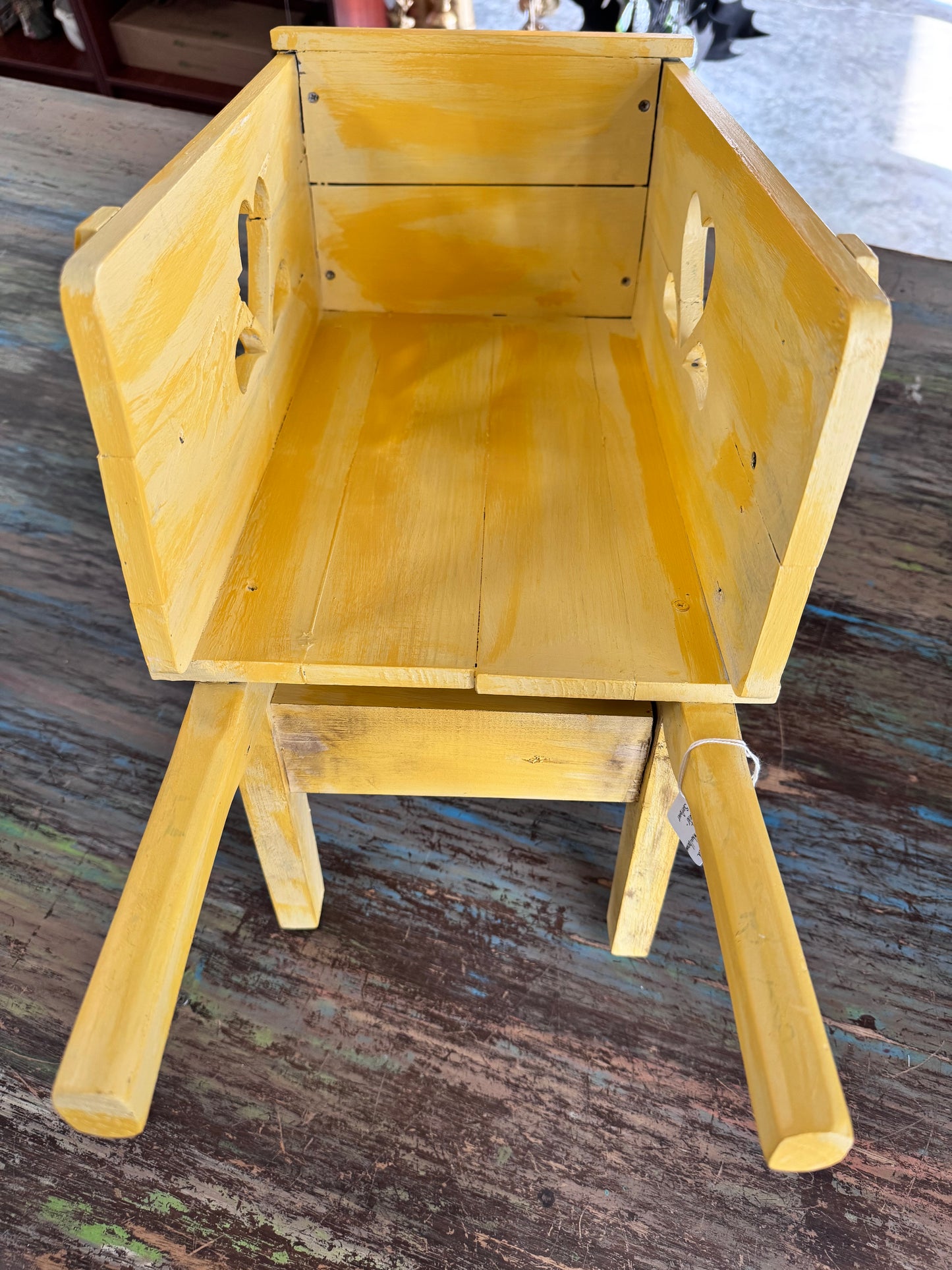 Handcrafted Wooden Wheelbarrow Planter - Sunflower