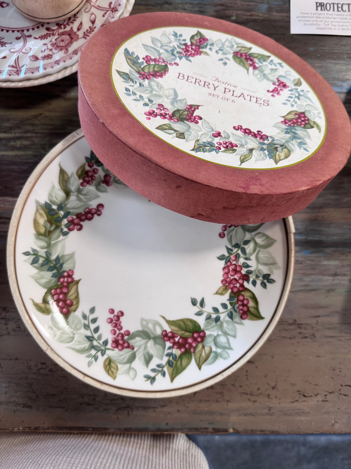 Restoration Hardware Festive Berry Plates Set of 6 Boxed
