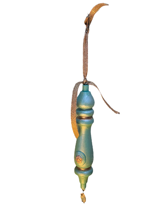 Handcrafted Wooden Jadeite inspired Spindle Ornament Suncatcher