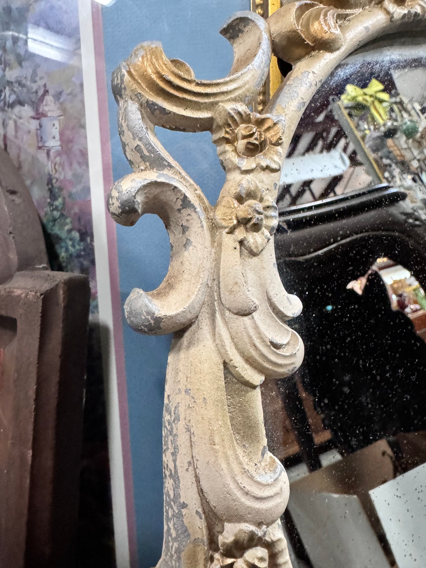 Antique Italiante/Art Deco Carved Wall Mirror