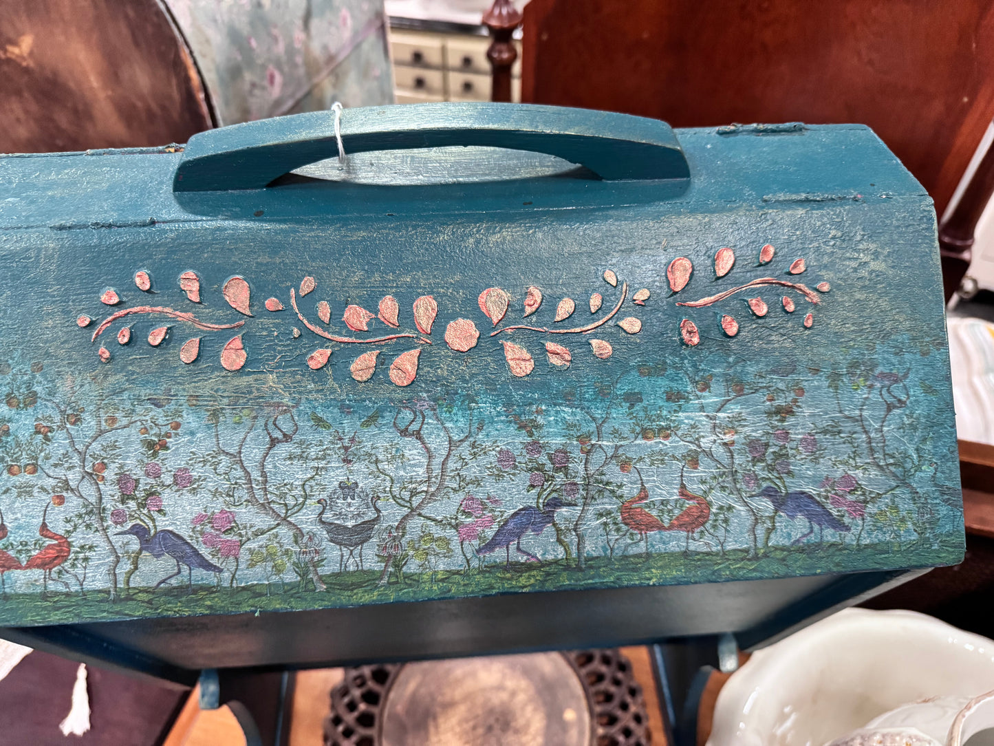 Hand Painted Wooden Sewing Caddy