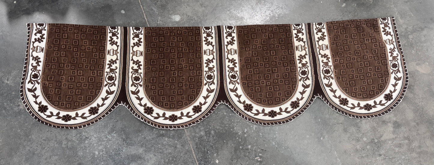 Chocolate Velvet and Flax Scalloped 4-panel Sofa Cover