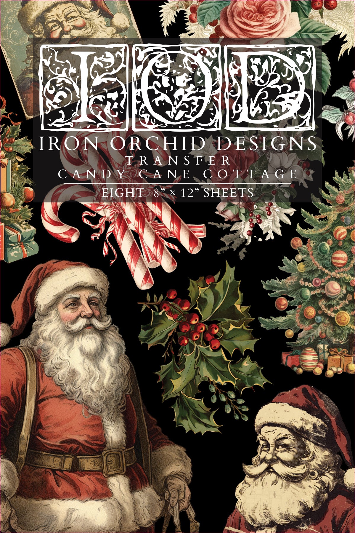 Candy Cane Cottage Iron Orchid Designs Transfer Set Limited Edition Holiday 2023