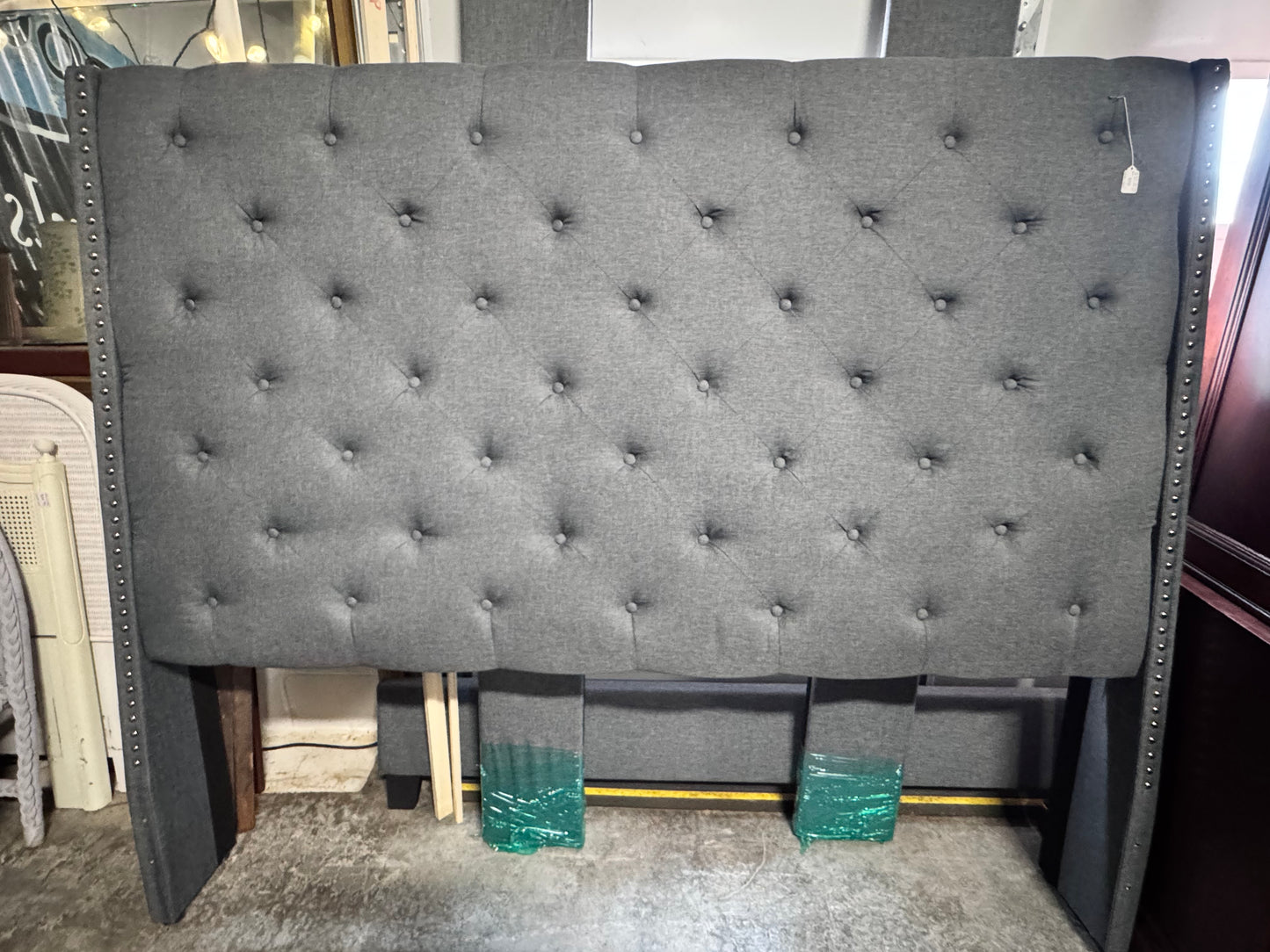 Blue Upholstered King Size Bed