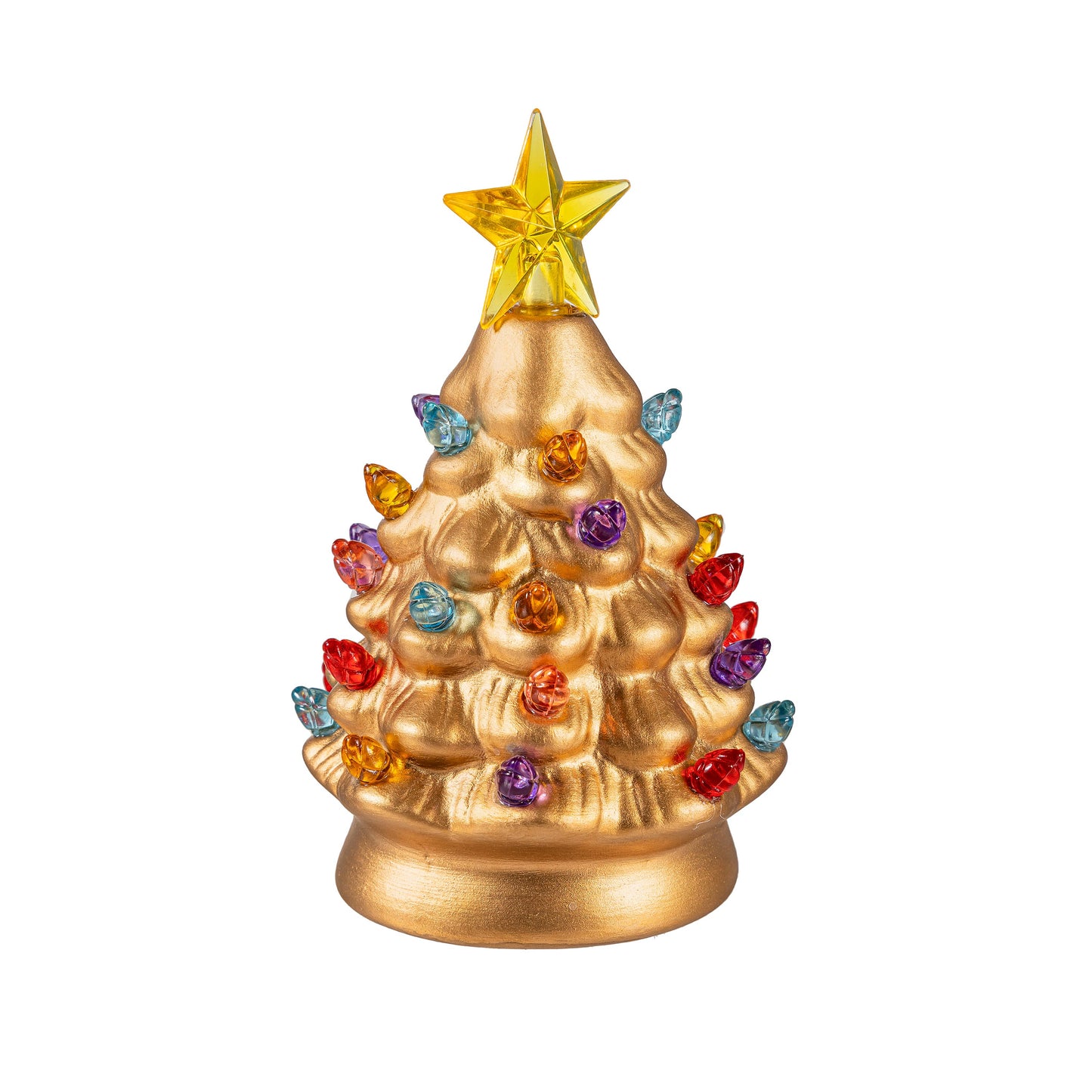 Joyful Traditions LED Table Decor Ceramic Metallic Christmas Tree