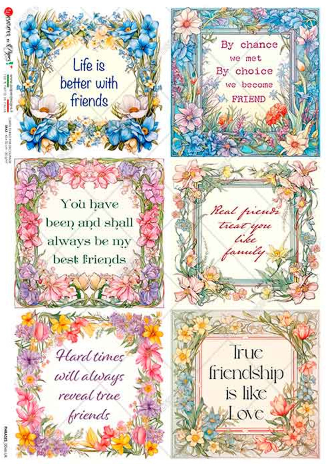 Paper Designs Friendship Sentiments Six Pack A4 Rice Paper