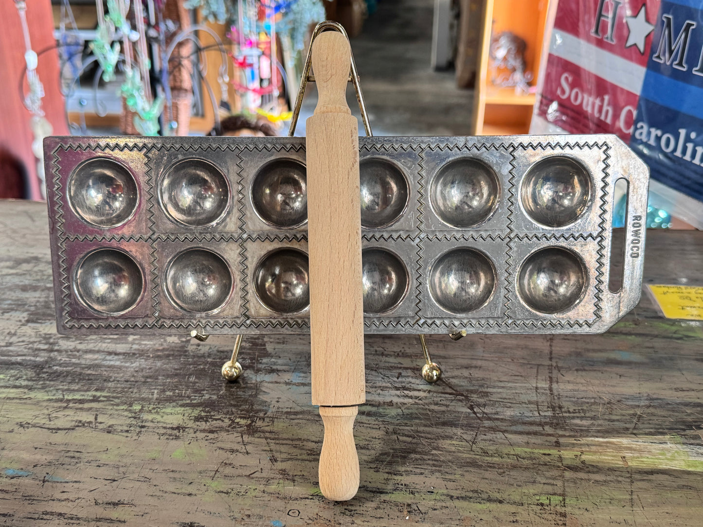 Vintage Rowoco Pillow Ravioli form with rolling pin