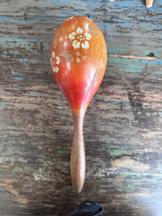 Vintage Carved Hand Painted Maraca