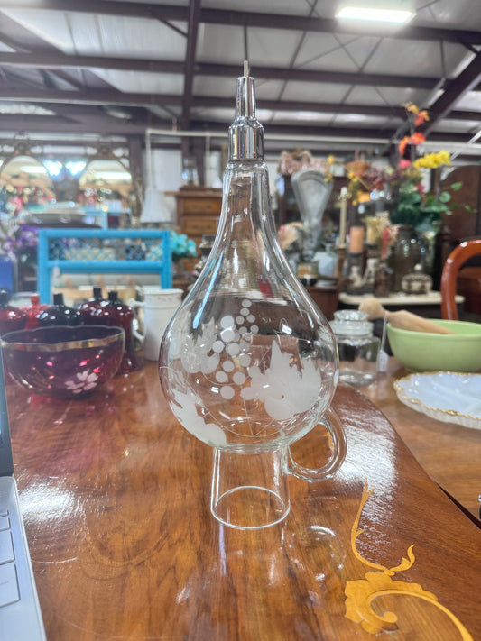 Vintage Winery Test Dispenser Optic Cut Glass Grapes and Leaves