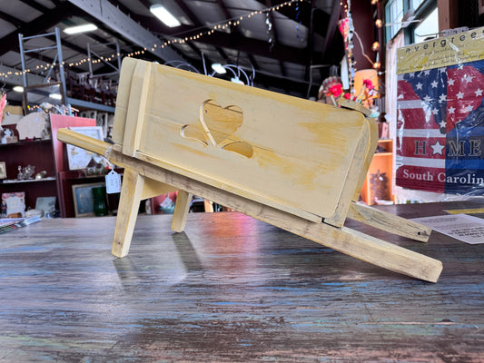 Handcrafted Wooden Wheelbarrow Planter - Sunflower