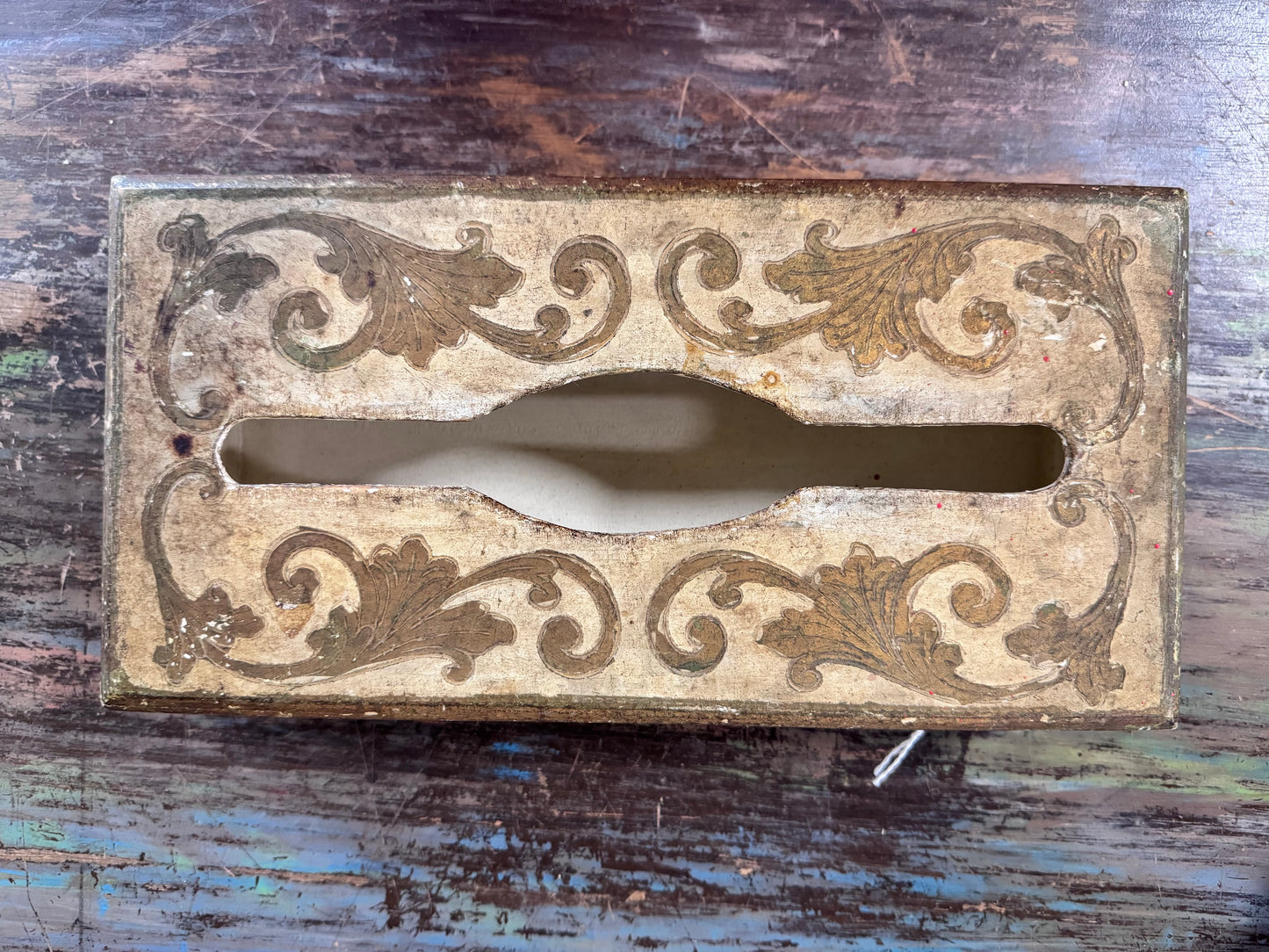 Vintage Florentine Wood Tissue Box