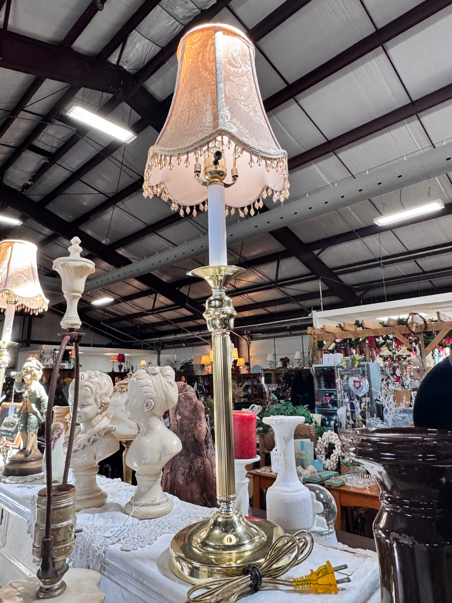Tall Gold Tone Buffet Lamps/pair