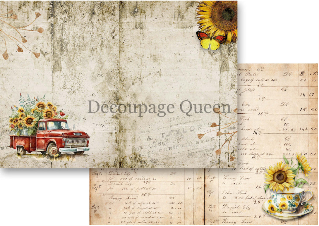 Decoupage Queen Sunflower Ephemera Journal Kit