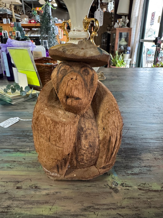 Vintage Carved Coconut Gorilla